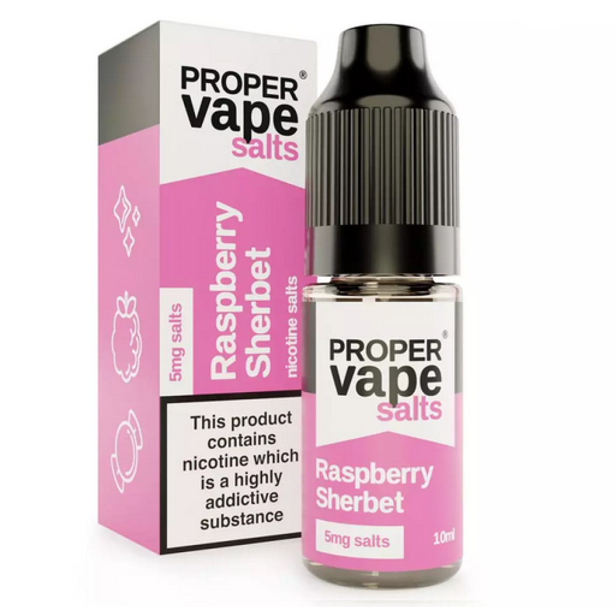 Proper Vape Raspberry Sherbet ELiquid Nic Salts 10ml Electronic
